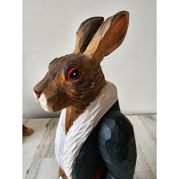 Wooden jointed bunny rabbit shabby chic unique Easter spring decor vintage style - Picture 2 of 9